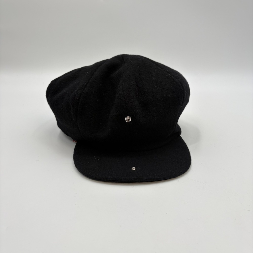 Dobbs Mens Black Wool Newsboy Cap Made in USA 8 Panel Apple Hat Snap Brim NWT